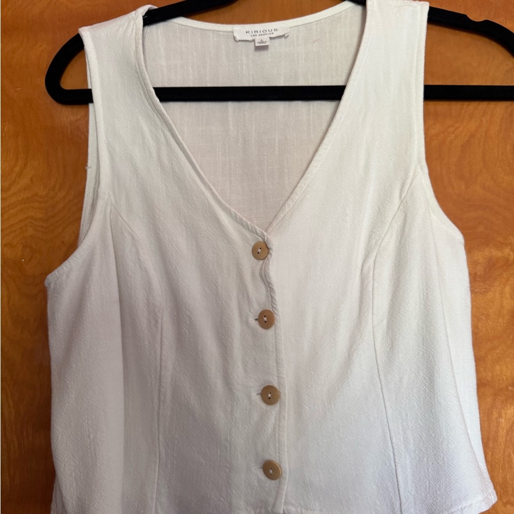 Sleeveless Button-Up Tank Top